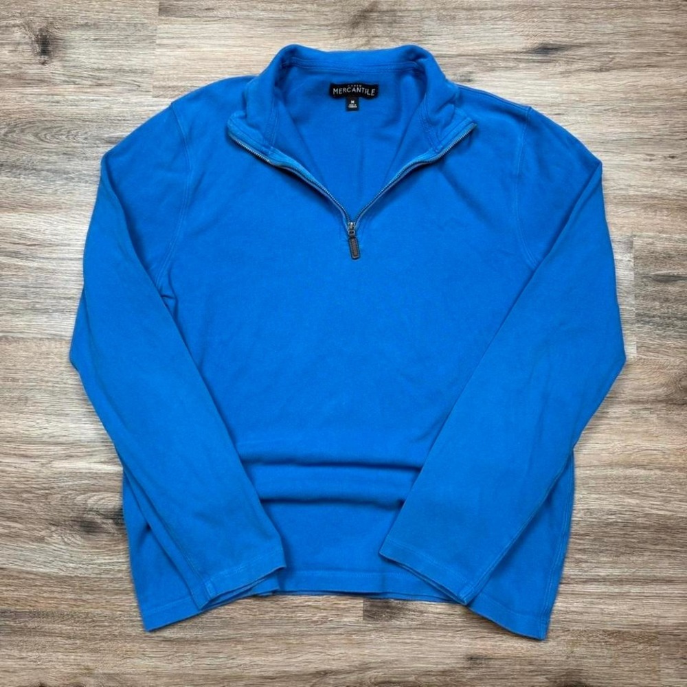 bright blue J. Crew quarter zip sweatshirt